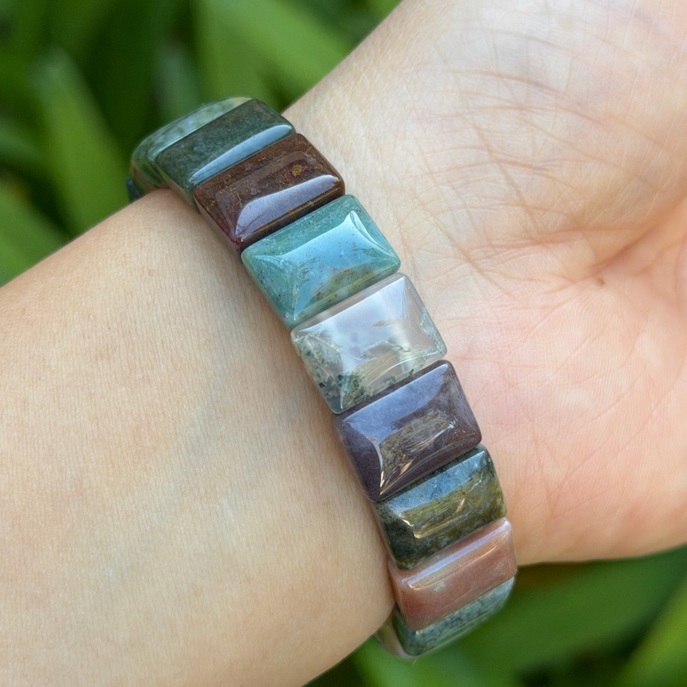 Stretchable Multicolor Moss Agate Soft Bangle 0789 - image 7